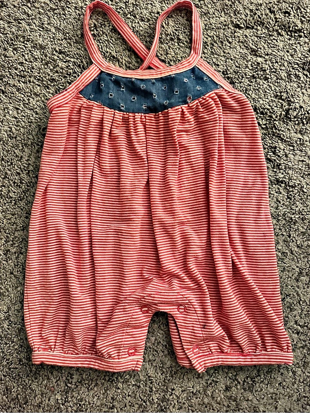 Tea and Queues Striped Romper Size 12M